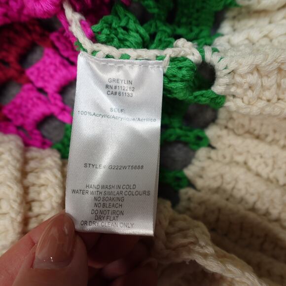 Greylin Sweater Womens Small NWT Paola Crochet Crew Neck Open Knit Multicolor - Picture 4 of 11